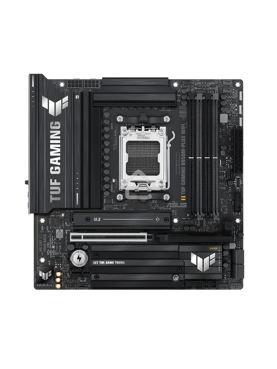 Материнская плата ASUS TUF GAMING B850M-PLUS WIFI, AM5, AMD B850, 4xDDR5, 4xSATA, 3xM.2, 1xPCIe 4.0 x16, 1xHDMI, 1xDP, 1x 2.5Gb LAN, 1xUSB-C 20Gbps, 3xUSB-A 10Gbps, 4xUSB-A 5Gbps, 4xUSB-A 2.0, 7.1, micro-ATX