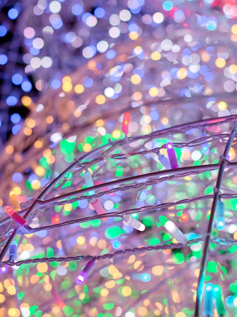 Гирлянда Нить 10м, 100 LED, цвет: RGB. свечение с динамикой  (при использовании контроллера), 230 В
