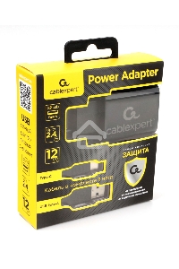 Адаптер питания Cablexpert MP3A-PC-37 USB 2 порта, 2.4A, черный + кабель 1м Type-C