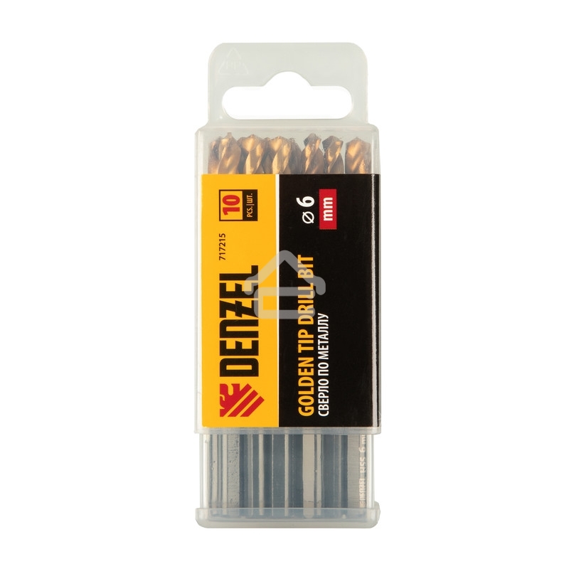 Сверло по металлу Denzel 6 мм, HSS-Tin, Golden Tip, 10 шт.