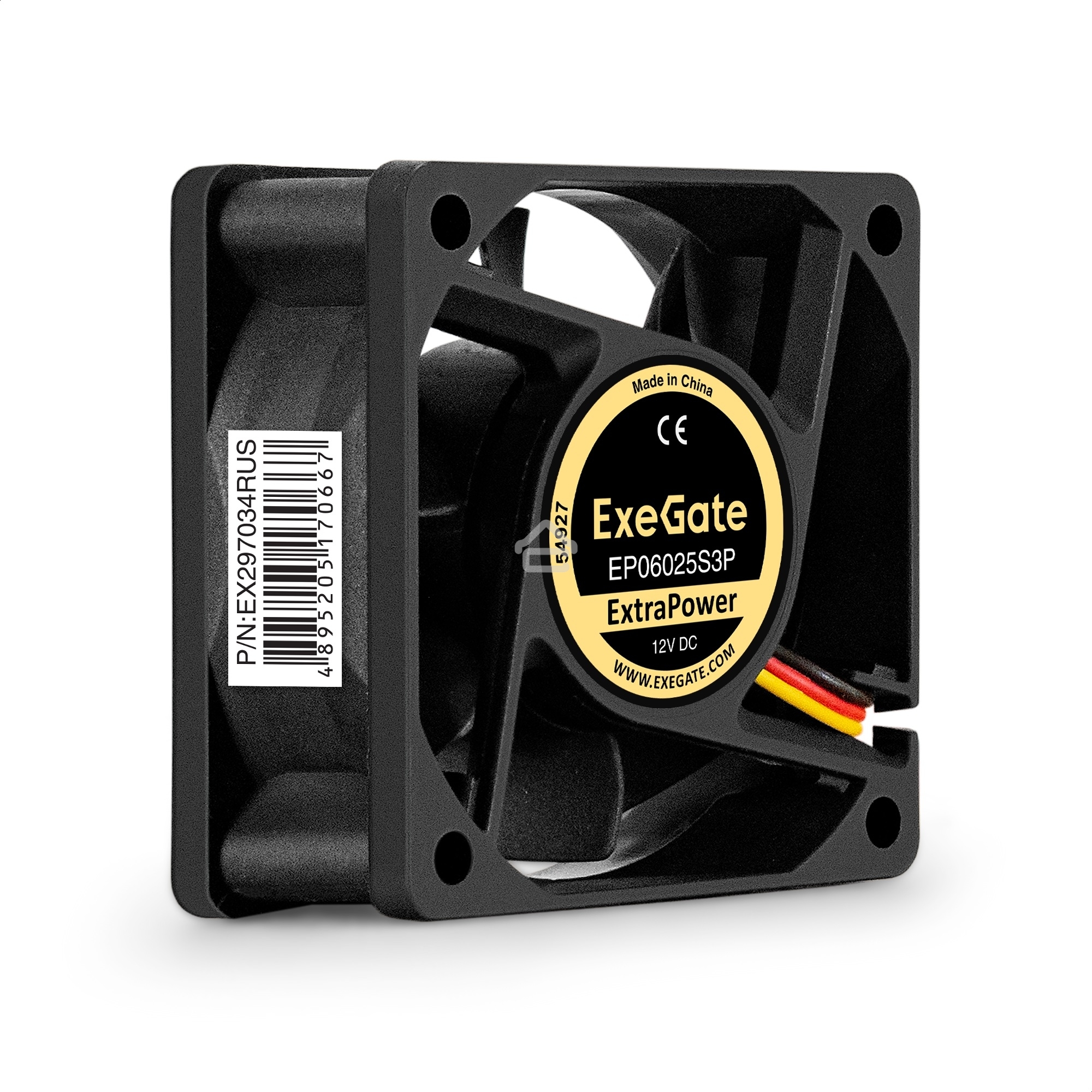 Вентилятор для корпуса ExeGate ExtraPower EP06025S3P черный, 60 мм, 4500 об/мин, 31 дБ, 3 pin