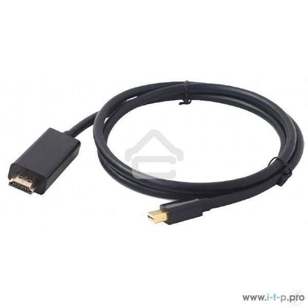 Кабель Cablexpert mDP-HDMI, 20M/19M, 1.8м, черный, позол.разъемы, пакет (CC-mDP-HDMI-6)