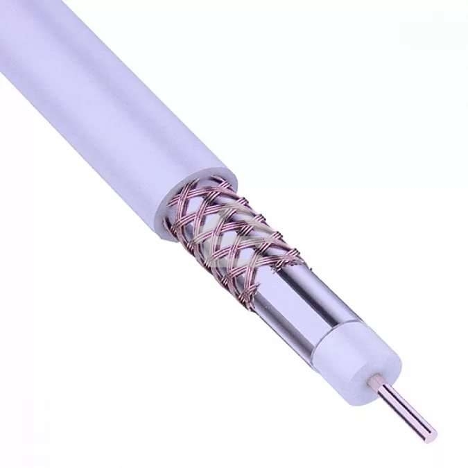 Кабель коаксиальный Rexant RG-6U+Cu, 75 Ом, Cu/Al/Cu, 64%, бухта 100 м, белый