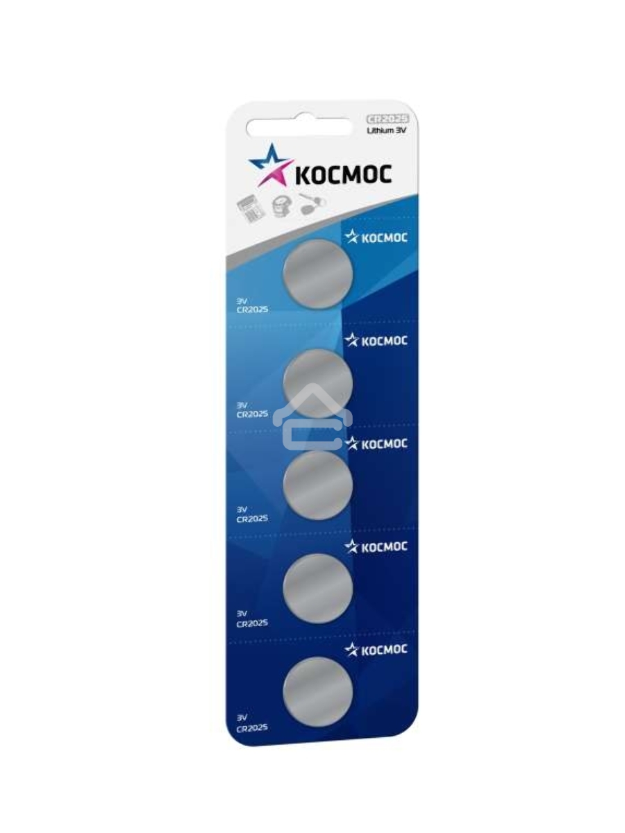 Элемент питания литиевый CR2025 5хBL (блист.5шт) КОСМОС KOC20255BL