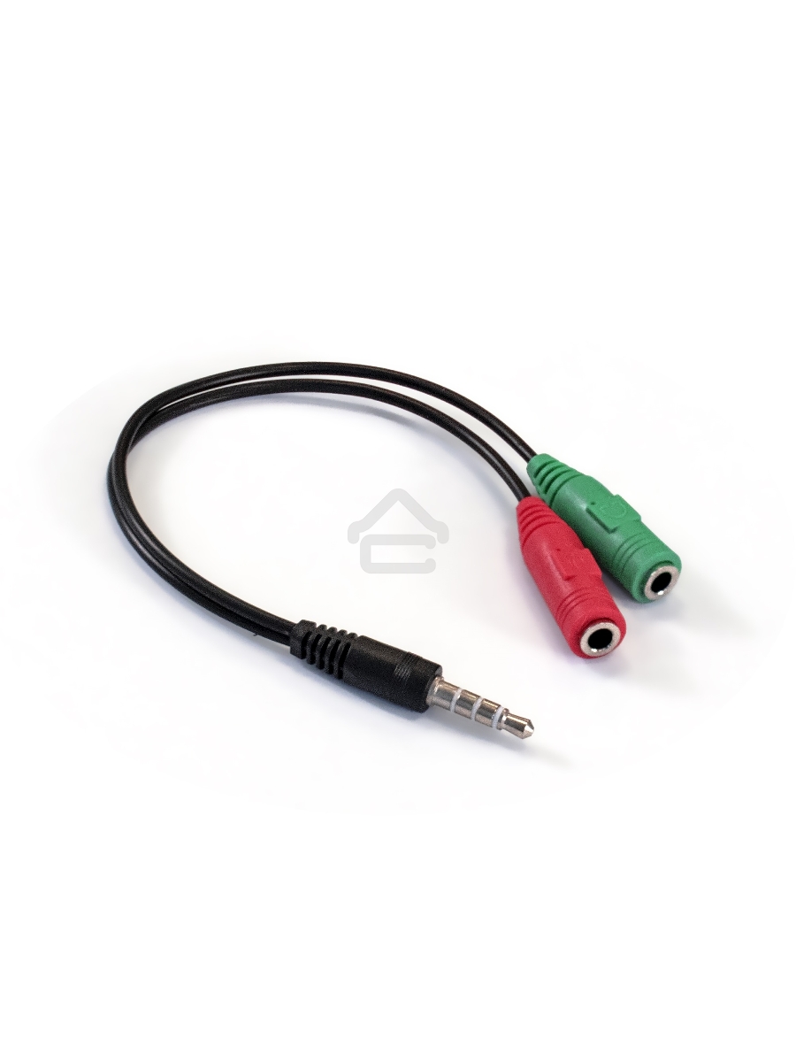 Кабель аудио Exegate EX284944RUS EX-CCA-417-0.2 (3.5mm Jack M 4pin/3.5mm Jack F Stereo+ 3.5mm Jack F микрофон, 0,2м)