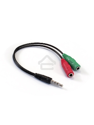 Кабель аудио Exegate EX284944RUS EX-CCA-417-0.2 (3.5mm Jack M 4pin/3.5mm Jack F Stereo+ 3.5mm Jack F микрофон, 0,2м)