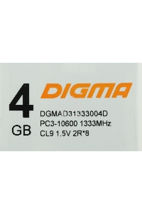 Оперативная память Digma, DDR3, 4GB (1x4 GB), 1333 MHz, CL9