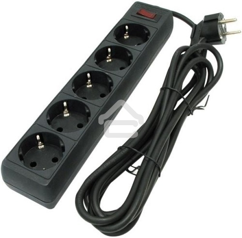 Сетевой фильтр Defender ES, 5.0 м, 5 розеток, черный
