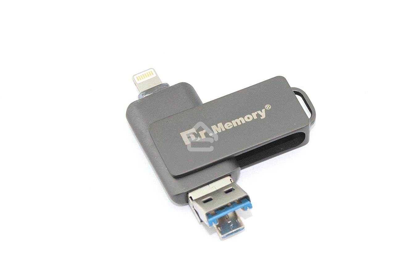 Флешка USB Dr. Memory 051, 32Gb, USB 3.0/USB Type-C, R/W 120/70, серый