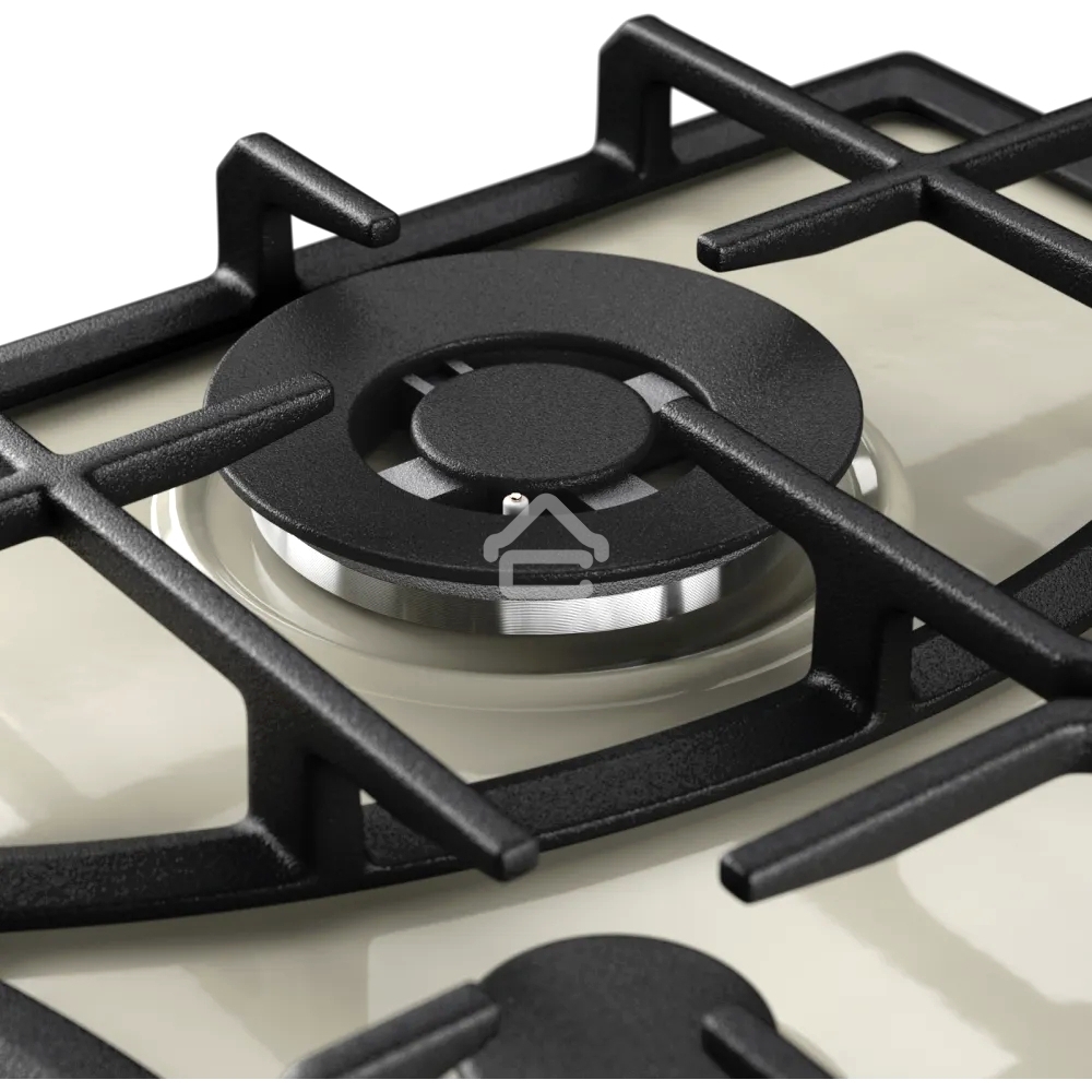 Газовая варочная панель Kuppersberg FS 610 C Bronze, газ, Classic, 61 см, автоматический электроподжиг, газ-контроль, SABAF конфорки, чугунные решетки, цвет бежевый, цвет фурнитуры бронзовый