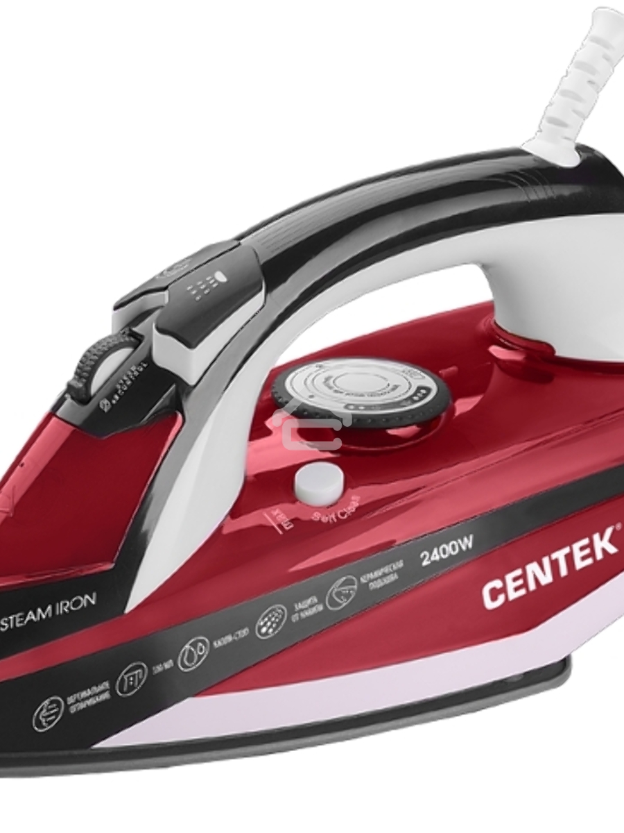 Утюг Centek CT-2344 RED 2400Вт, керамическая подошва, мощный паровой удар, самоочистка, 330мл