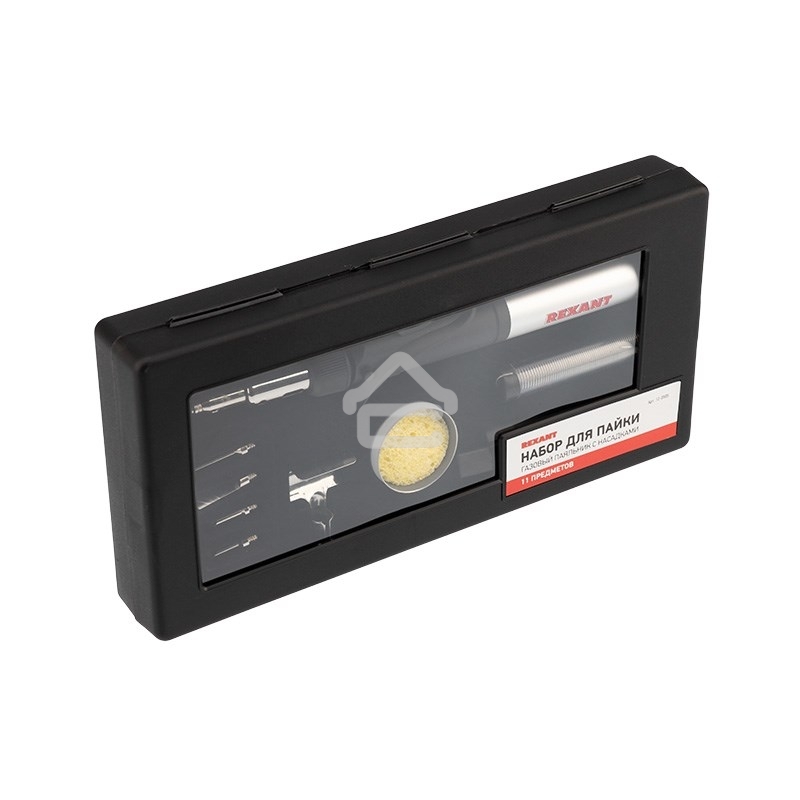 Паяльник Rexant газовый с пьезоподжигом, 17 мл, 11 предметов