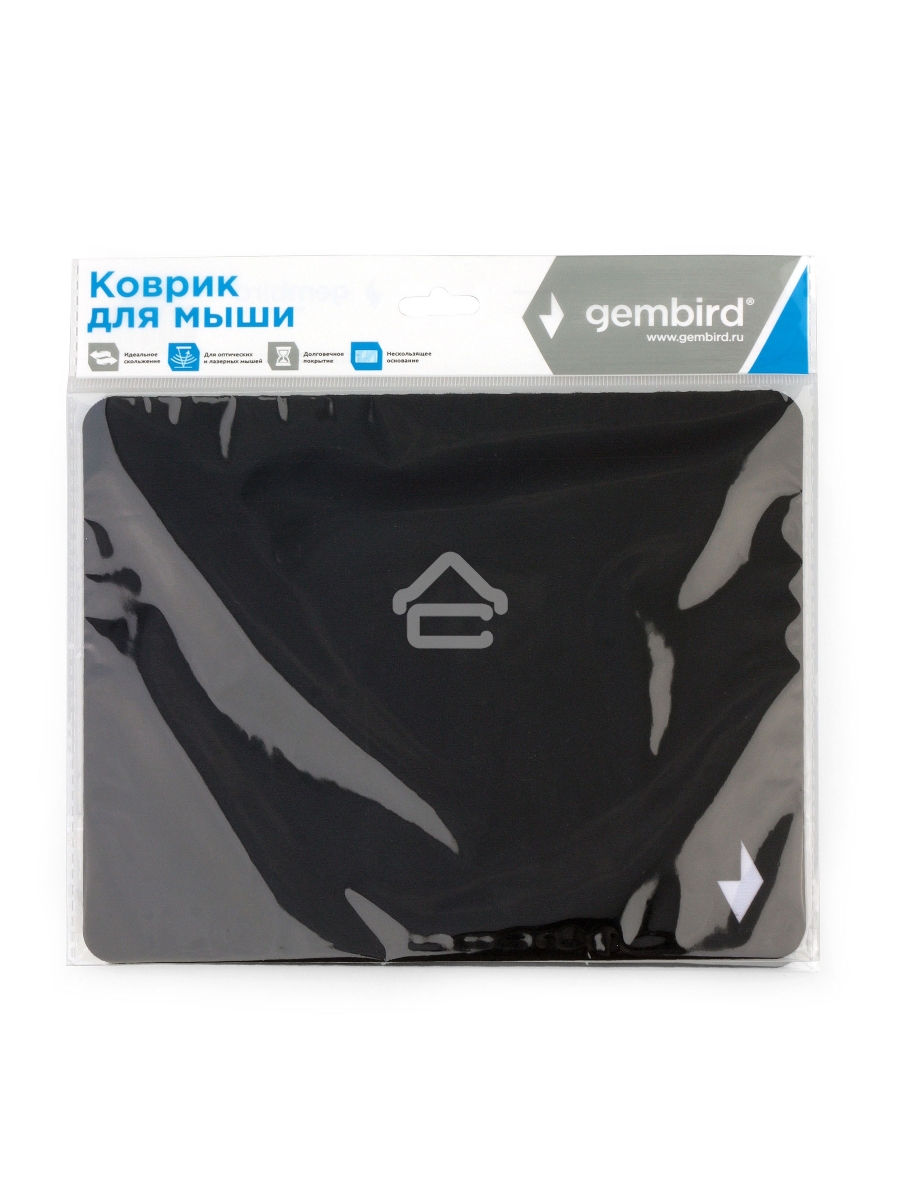 Коврик для мыши Gembird MP-BLACK-S, черный, 220х180х2мм, ткань+резина, пакет