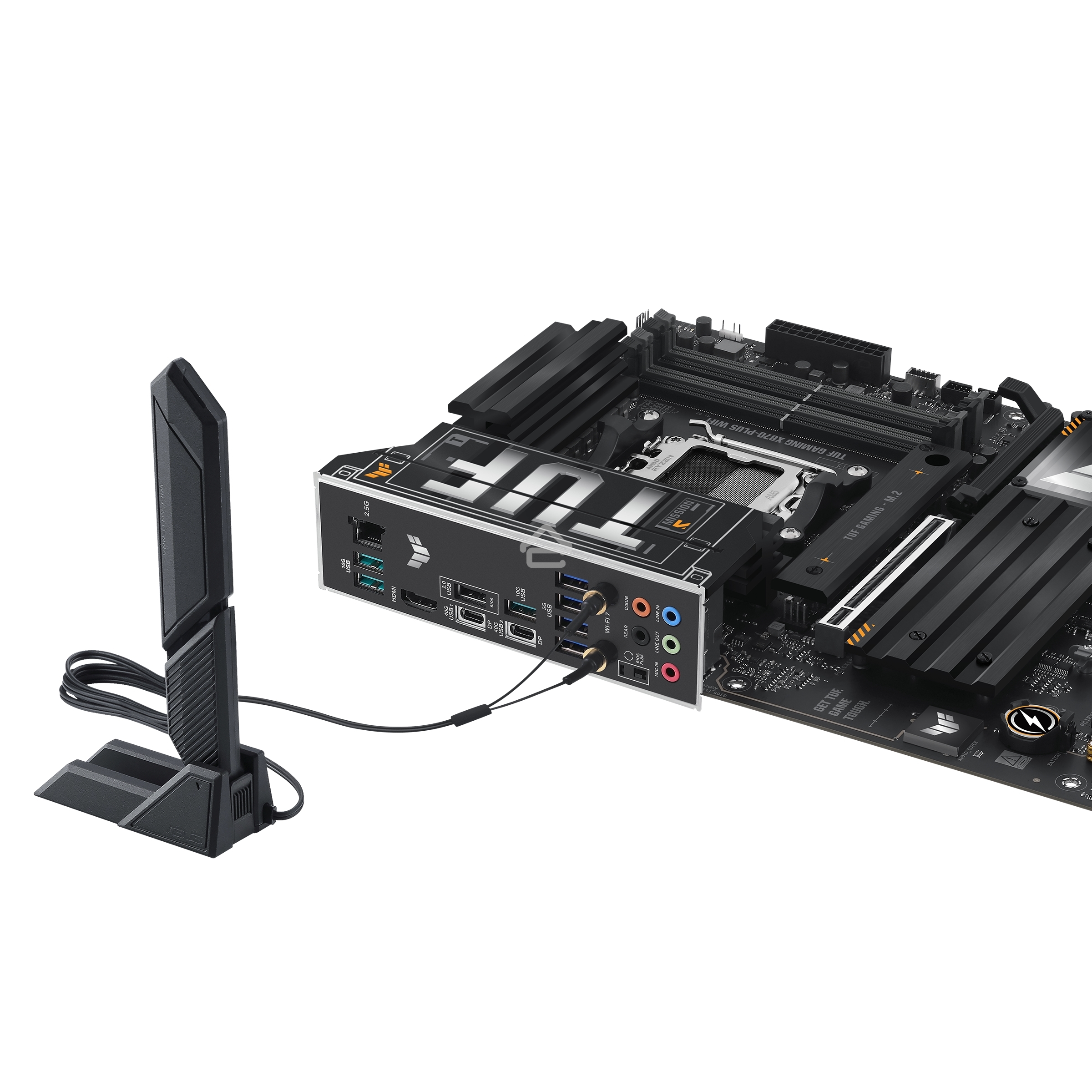 Материнская плата ASUS TUF GAMING X870-PLUS WIFI, AM5, AMD X870, 4xDDR5, 2xSATA, 4xM.2, 1xPCIe 5.0 x16, 1xPCIe 4.0 x4, 1xHDMI, 1xUSB-C 3.2 Gen 2, 1xUSB-C 3.2 Gen 2x2, 2xUSB-C 4.0, 1x 2.5Gb LAN, 1xUSB-A 2.0, 3xUSB-A 3.2 Gen 2, 4xUSB-A 3.2 Gen 1, 5x3.5 мм, 