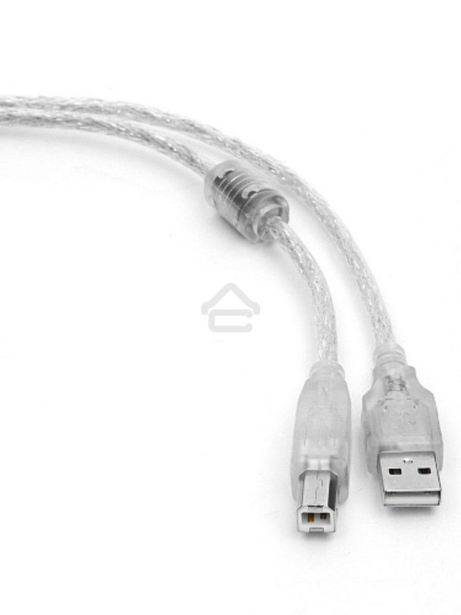 Кабель Cablexpert USB 2.0 Pro, AM/BM, 2м, экран, 2 феррит.кольца, прозрачный (CCF-USB2-AMBM-TR-2M)