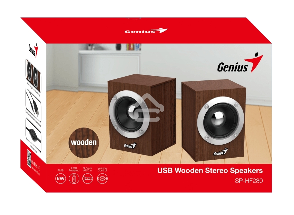 Колонки GENIUS SP-HF280 wooden USB Проводной пульт регулировки громкости для легкого управления