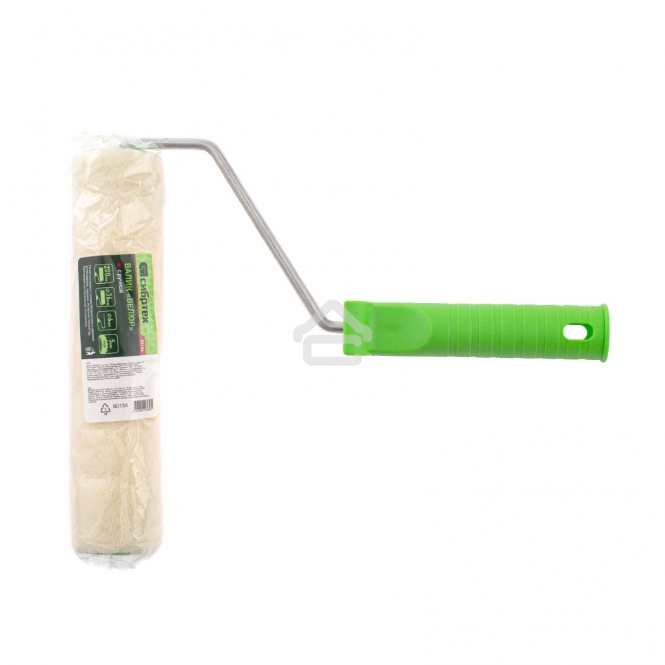 Валик велюр с ручкой Сибртех, 200 мм, ворс 5 мм, D 36 мм, D ручки - 6 мм