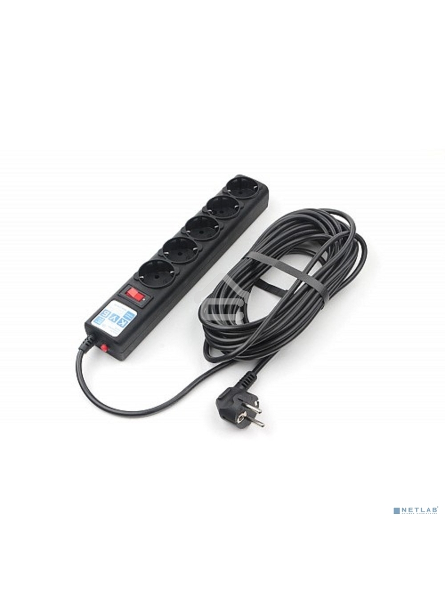 Сетевой фильтр Powercube SPG5-10M 10м (5 розеток) черный (коробка)