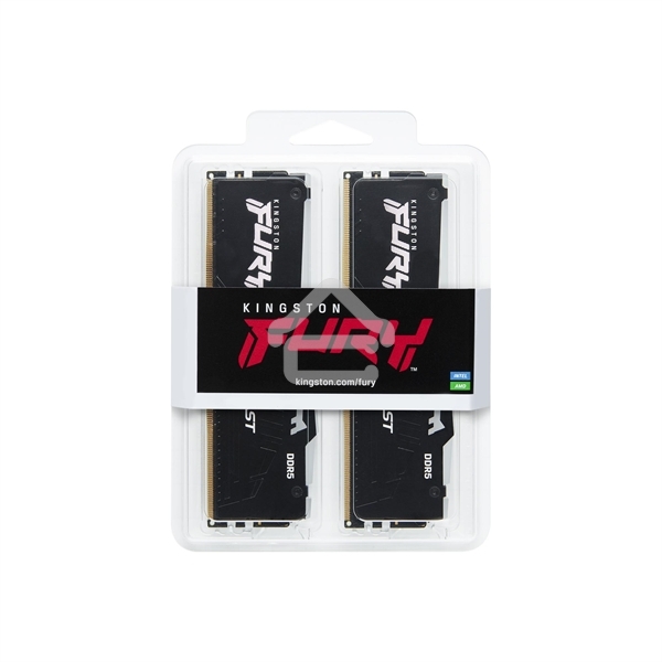 Оперативная память Kingston Fury Beast, DDR5, 64GB (2x32GB), 5200MHz, CL40, DIMM, с радиатором, RGB, черный