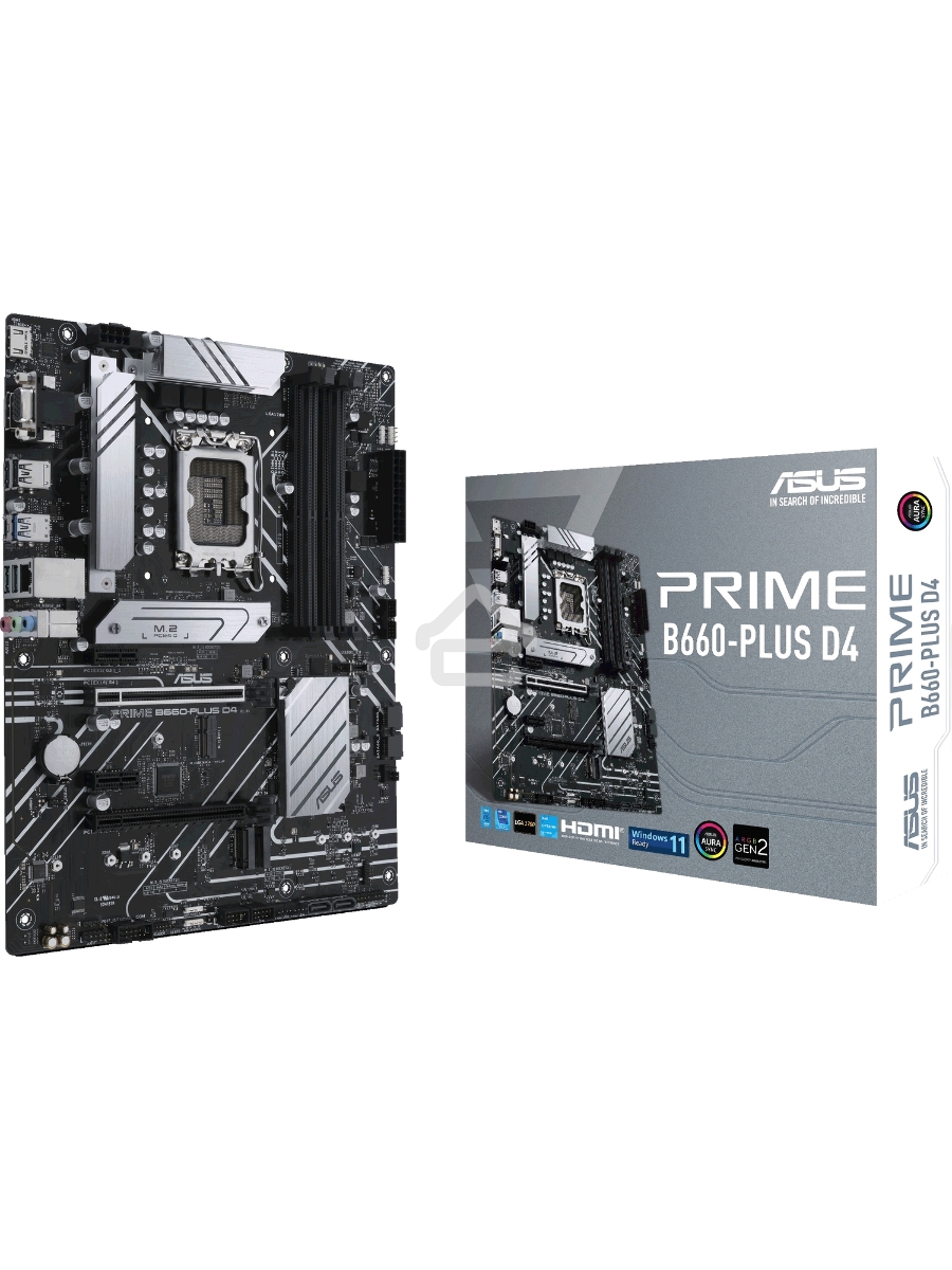 Материнская плата ASUS PRIME B660-PLUS D4, Socket LGA 1700, Intel B660, 4xDDR4, 4xSATA, 3xM.2, 1xPCIe 4.0 x16, 1xPCIe 3.0 x4, 1xHDMI, 1xDP, 1xVGA, 1x 1Gb LAN, 1xUSB-C 3.2 Gen 2x2, 2xUSB-A 3.2 Gen 2, 1xUSB-A 3.2 Gen 1, 2xUSB-A 2.0, 7.1, ATX