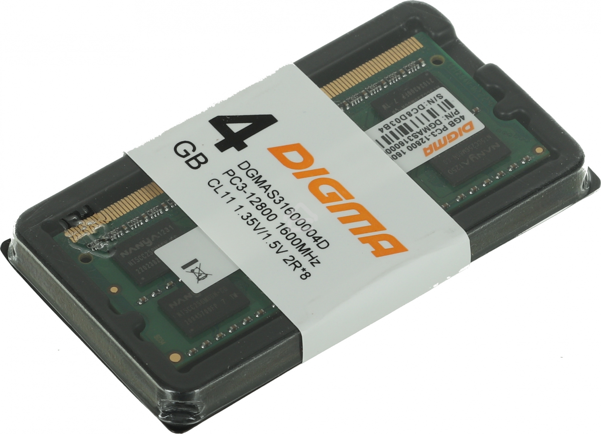 Оперативная память Digma, DDR3, 4GB (1x4 GB), 1600 MHz, CL11, SO-DIMM