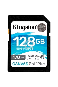 Карта памяти Kingston 128GB SDXC Canvas Go Plus 170R C10 UHS-I U3 V30 EAN: 740617301458