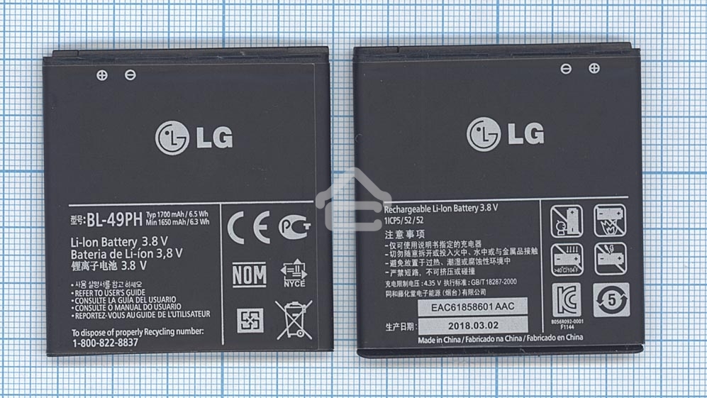 Аккумуляторная батарея BL-49PH, для LG F120 1700mAh 3,7V
