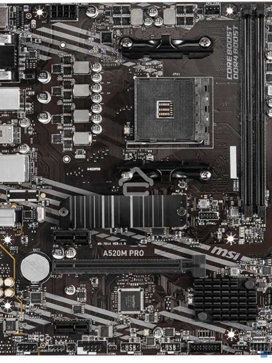 Материнская плата MSI A520M PRO, AM4, AMD A520, 2xDDR4, 4xSATA, 1xM.2, 1xPCIe 3.0 x16, 1xDVI-D, 1xHDMI, 1x 1Gb LAN, 2xUSB 2.0, 4xUSB 3.2 Gen 1, 3x3.5 мм, 7.1, mATX