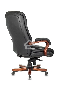 Кресло руководителя Бюрократ T-9925WALNUT/BLACK черный, кожа, крестовина дерево