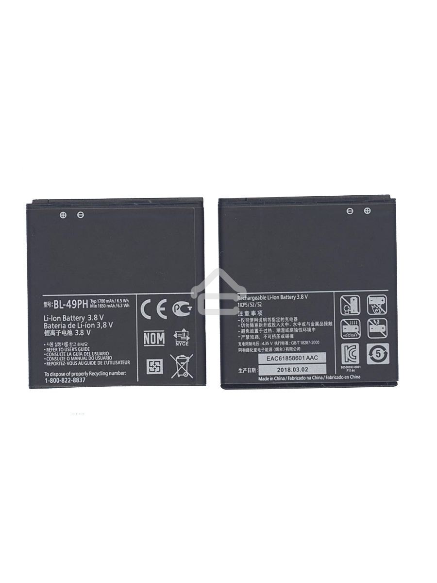 Аккумуляторная батарея BL-49PH, для LG F120 1700mAh 3,7V