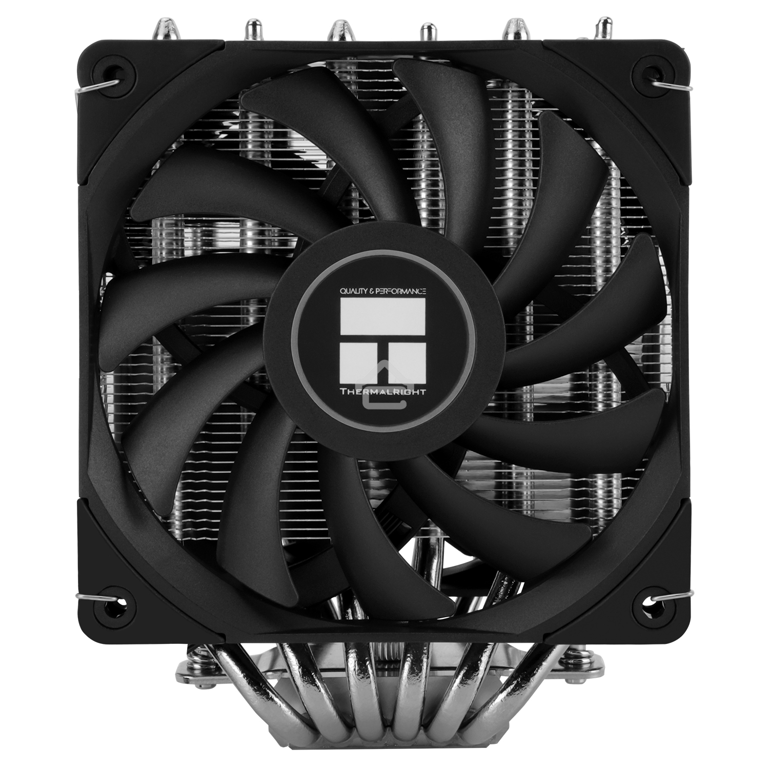 Кулер для процессора Thermalright Royal Knight 120 SE (4-pin PWM, 155мм, Ni/Cu, 6x6мм, 2x120мм, 66.17CFM/59CFM, 25.6dBA/26.1dBA, 1500RPM/1800RPM, S: 1200, 1700, 1851, 115X, AM4, AM5, silver, black)