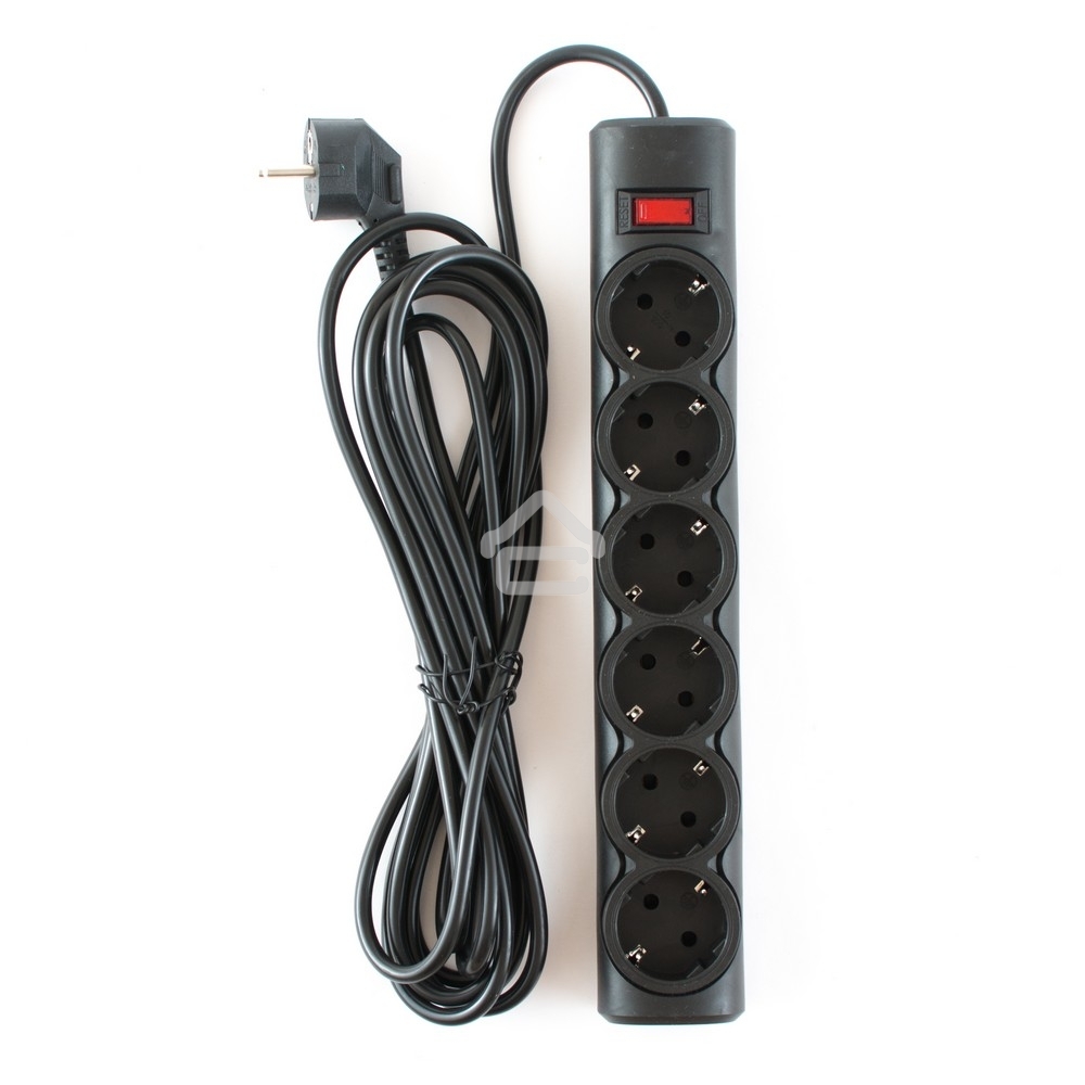 Сетевой фильтр Defender DFS 155/6 розеток/черный/5.0 м