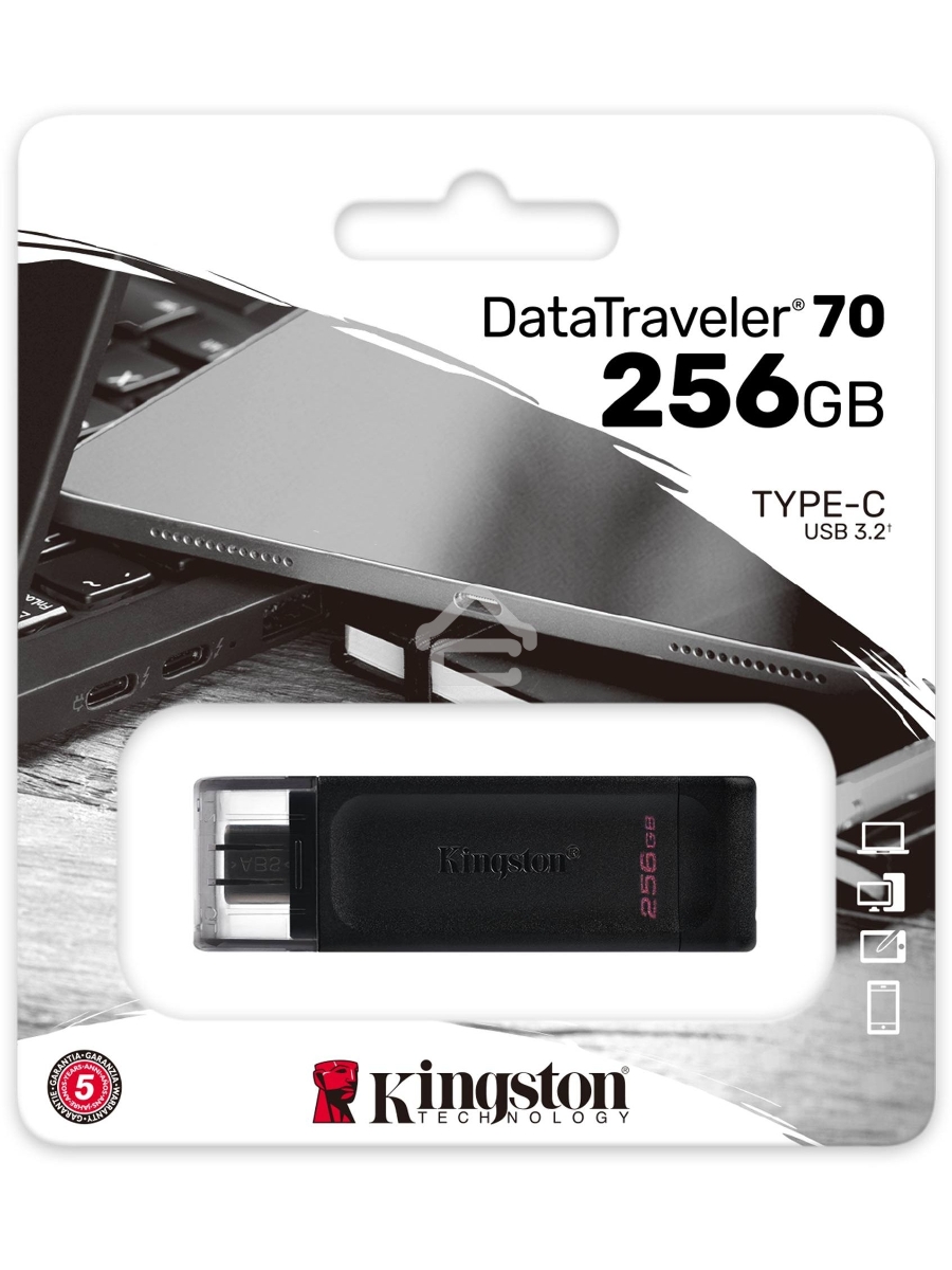 Флеш диск Kingston 256Gb DataTraveler 70 DT70/256GB USB Type-C 3.2 черный