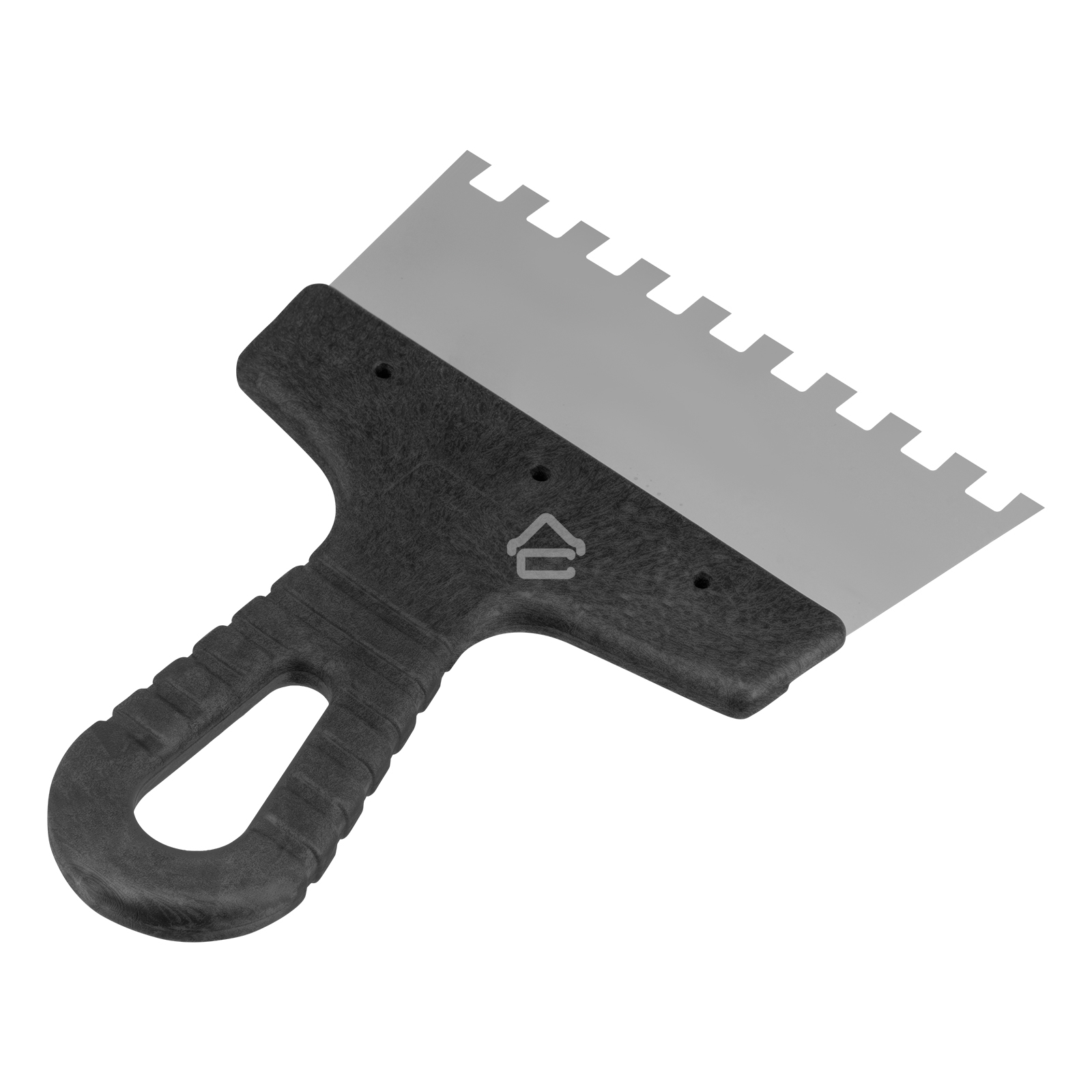 Шпатель из нержавеющей стали Сибртех 150 мм, зуб 8х8 мм, пластмассовая рукоятка