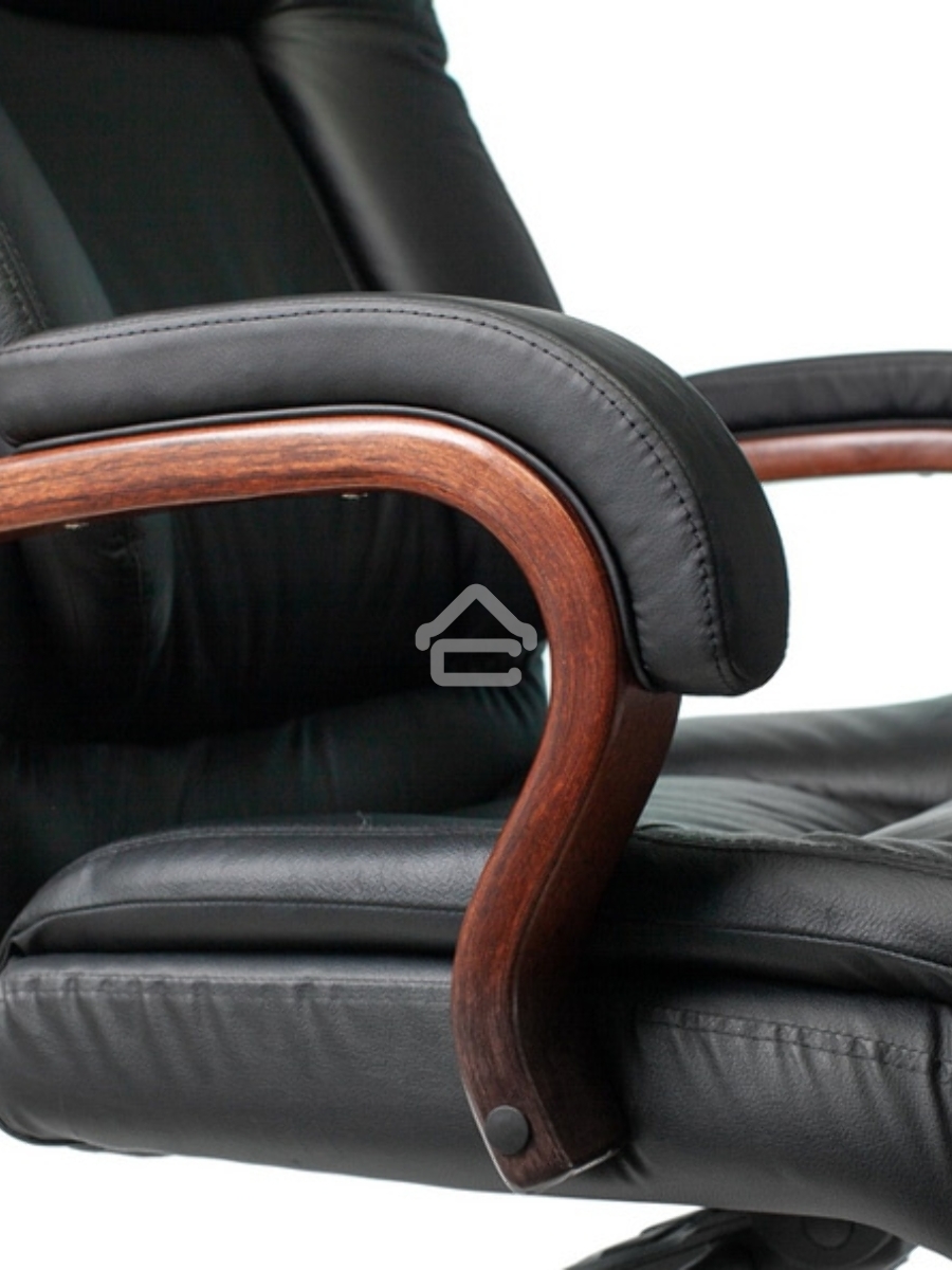 Кресло руководителя Бюрократ T-9925WALNUT/BLACK черный, кожа, крестовина дерево