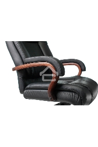 Кресло руководителя Бюрократ T-9925WALNUT/BLACK черный, кожа, крестовина дерево