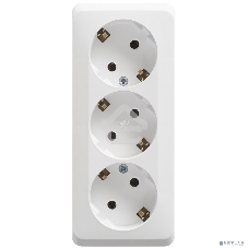 Тройная розетка Schneider Electric ЭТЮД O/У с заземлением без шторок 16А 250B, белый,