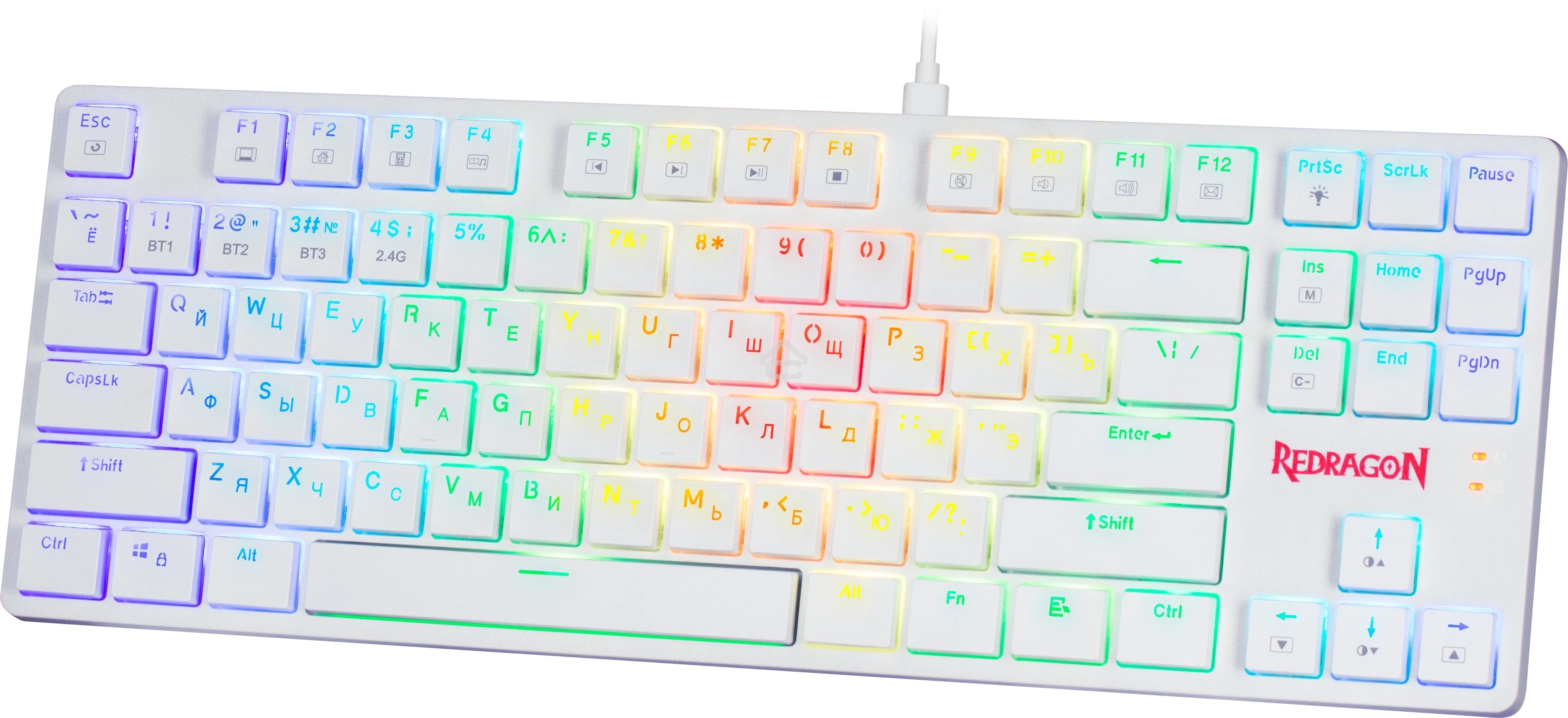 Клавиатура беспроводная Redragon Anubis беспроводная, USB, Bluetooth/Радиоканал, белый