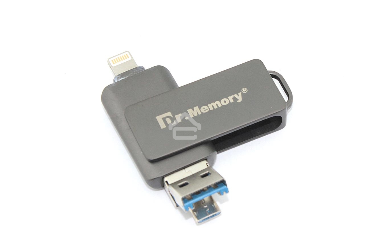 Флешка USB Dr. Memory 051, 64Gb, USB 3.0/USB Type-C, R/W 120/70, серый
