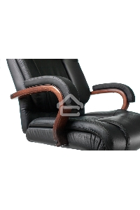 Кресло руководителя Бюрократ T-9925WALNUT/BLACK черный, кожа, крестовина дерево