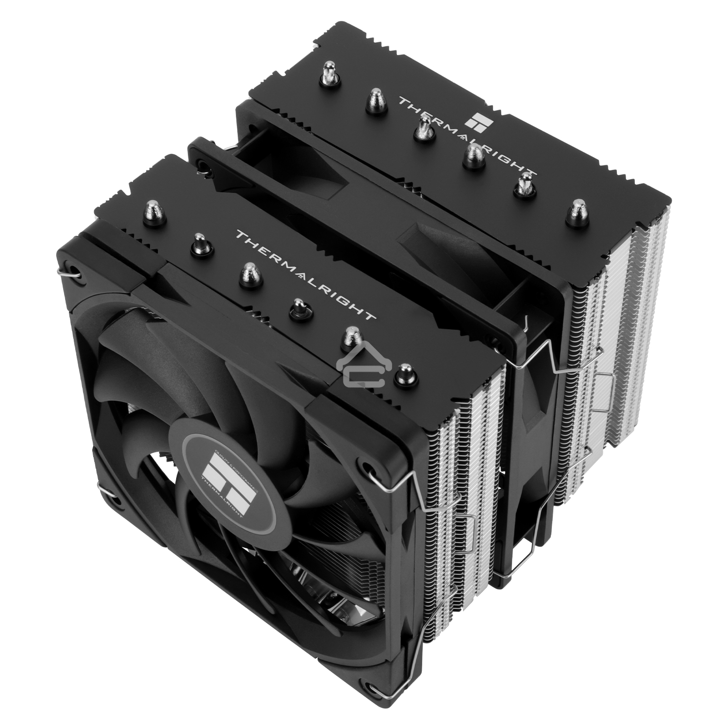 Кулер для процессора Thermalright Royal Knight 120 SE (4-pin PWM, 155мм, Ni/Cu, 6x6мм, 2x120мм, 66.17CFM/59CFM, 25.6dBA/26.1dBA, 1500RPM/1800RPM, S: 1200, 1700, 1851, 115X, AM4, AM5, silver, black)