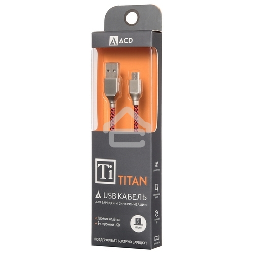 Кабель USB ACD-Titan MicroUSB - USB-A Нейлон, 1м, красно-черный