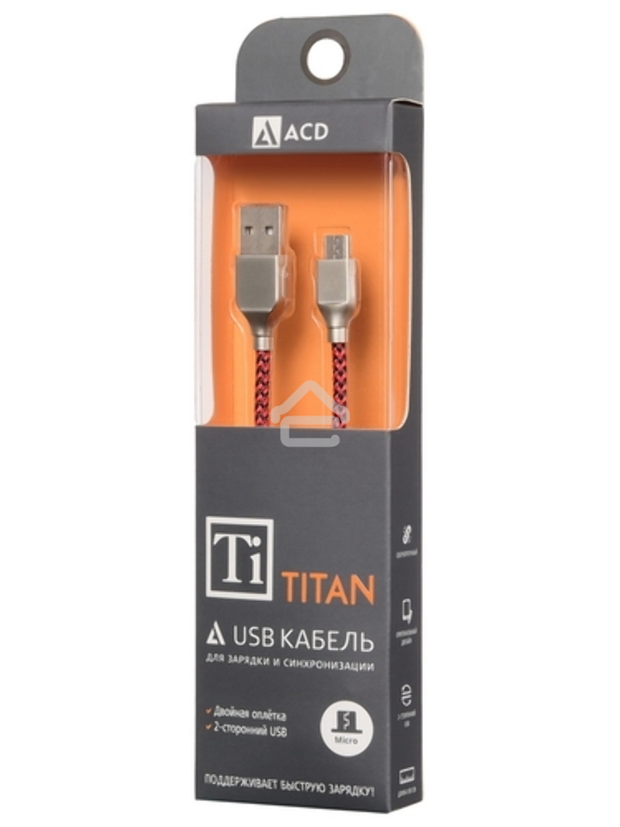 Кабель USB ACD-Titan MicroUSB ~ USB-A Нейлон, 1м, красно-черный (ACD-U927-M1R)