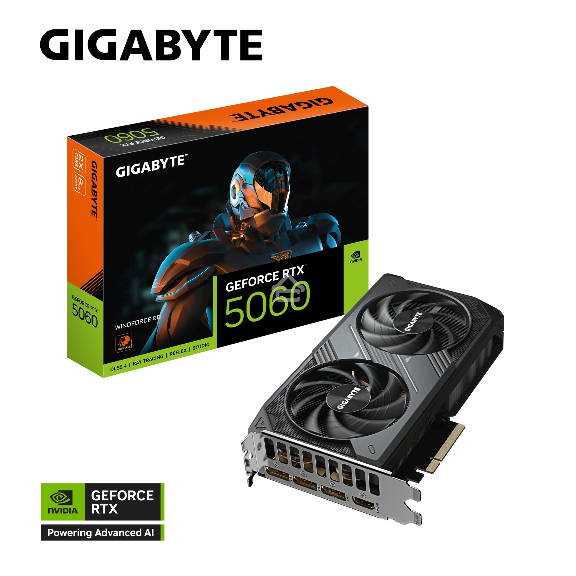 Видеокарта Gigabyte RTX5060 GV-N5060WF2-8GD 1.0 NV RTX5060 8Gb 128bit GDDR7 2497/28000/HDMIx1/DPx3 PCI-E 5.0