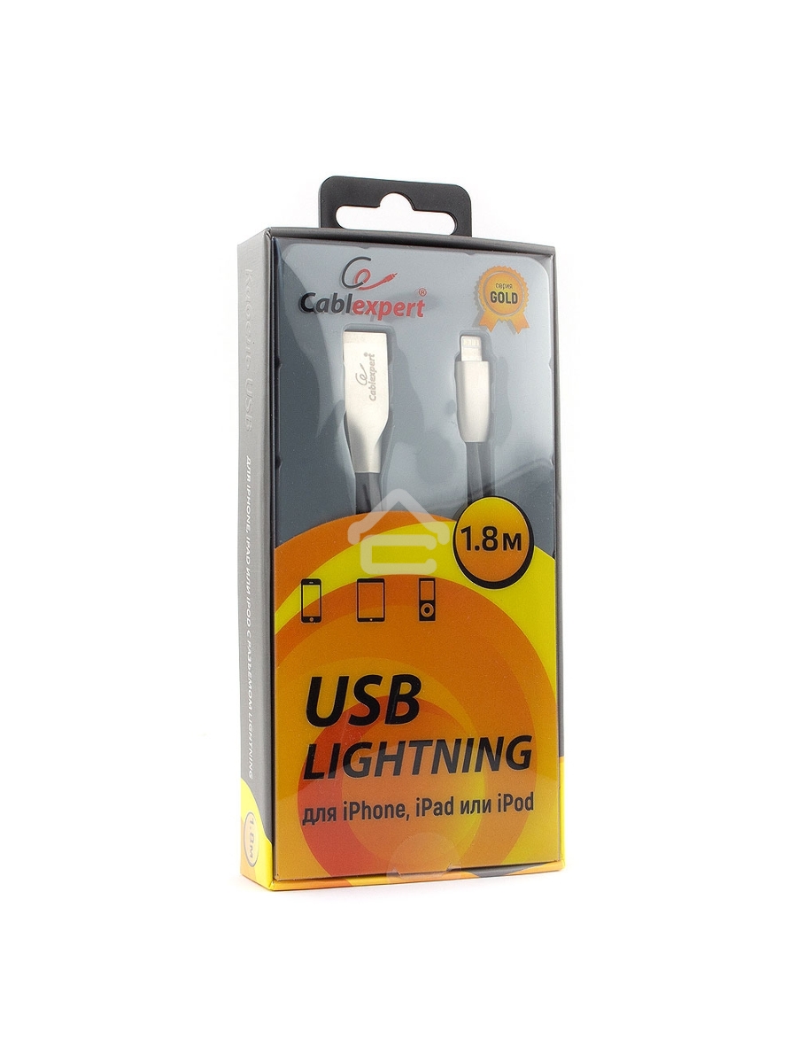 Кабель Cablexpert для Apple CC-G-APUSB01Bk-1.8M, AM/Lightning, серия Gold, длина 1.8м, черный, блистер