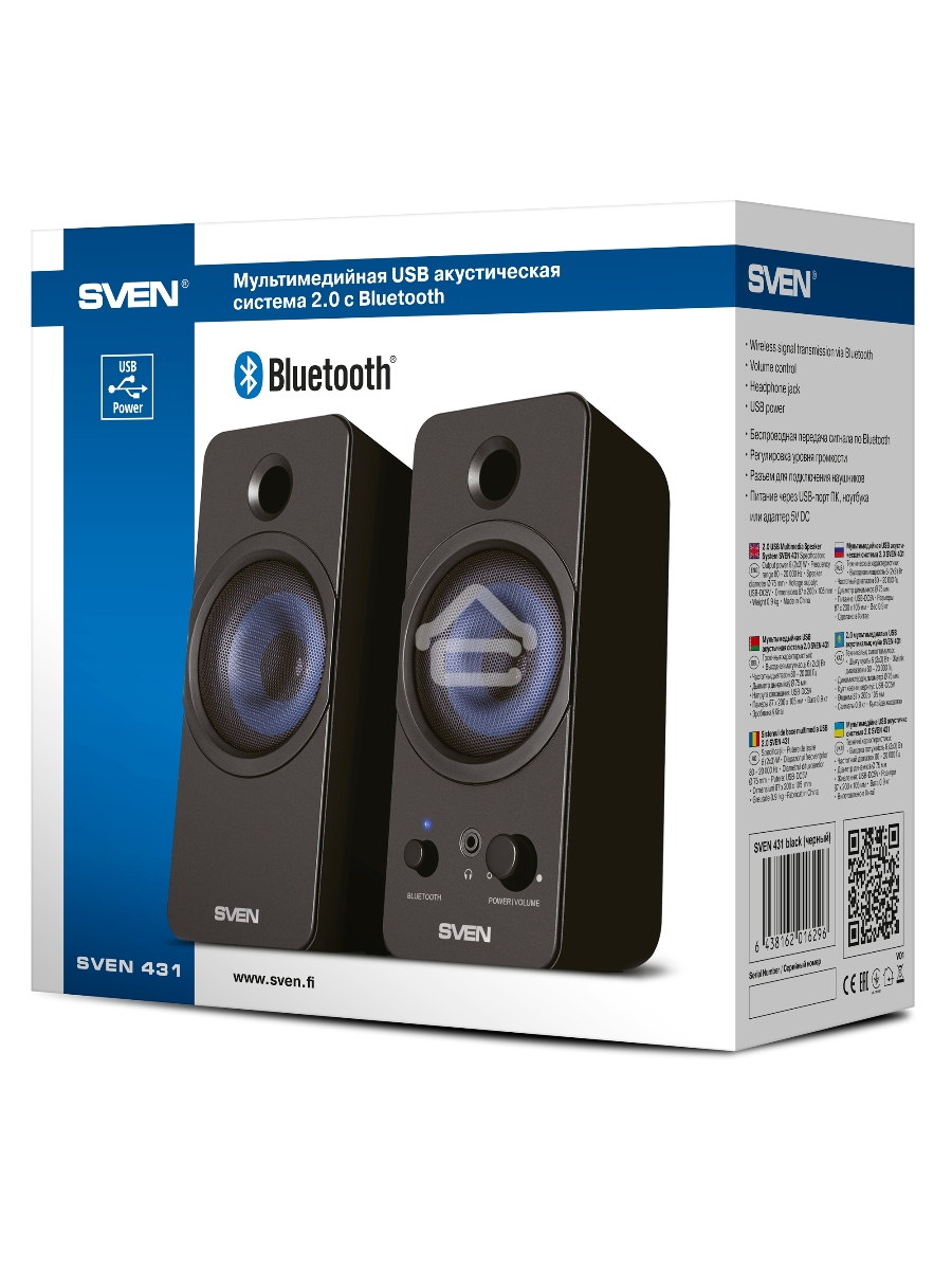 Колонки SVEN АС SVEN 431, черный (6 Вт, питание USB, Bluetooth)
