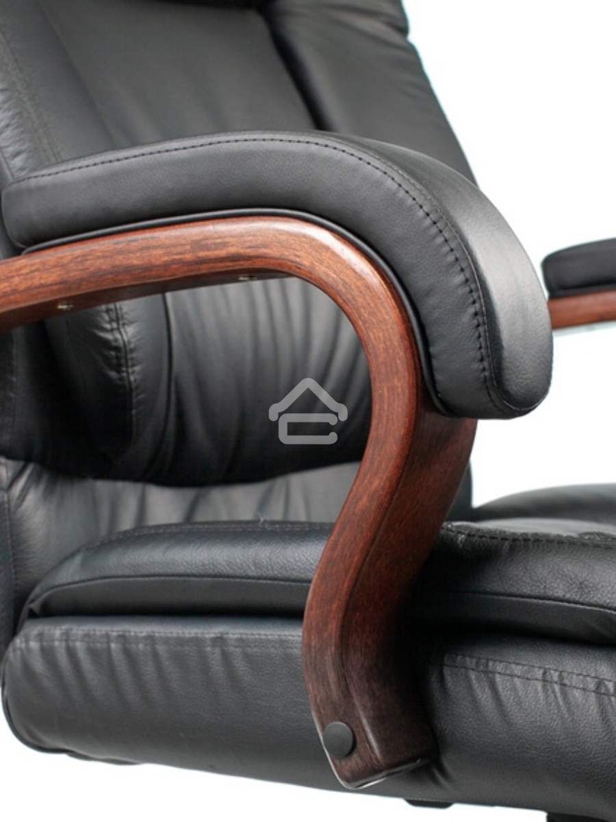 Кресло руководителя Бюрократ T-9925WALNUT/BLACK черный, кожа, крестовина дерево
