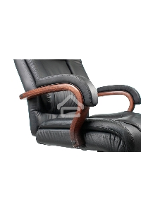 Кресло руководителя Бюрократ T-9925WALNUT/BLACK черный, кожа, крестовина дерево