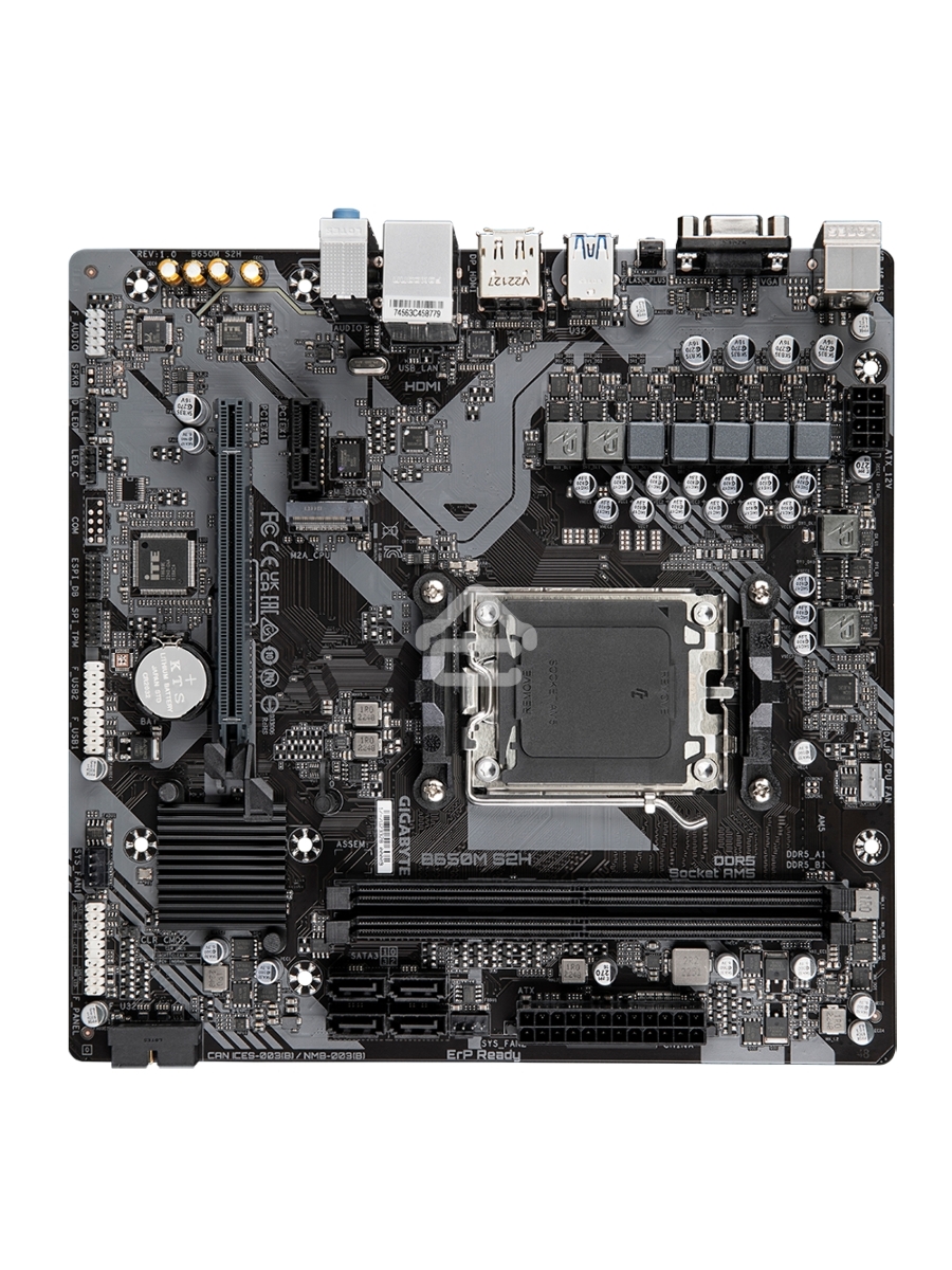 Материнская плата Gigabyte B650M S2H (V1.2), AM5, AMD B650, 2xDDR5, 4xSATA, 1xM.2, 1xPCI-E 4.0 x16, 3xUSB-A 3.2 Gen 1, 1xUSB-C 3.2 Gen 1, 1x 1Gb LAN, 3x3.5 мм, 7.1, Micro-ATX