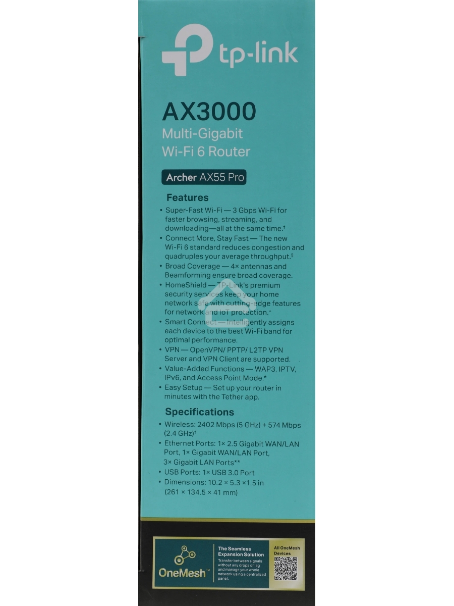 Двухдиапазонный гигабитный TP-Link Archer AX55 Pro AX3000 Wi-Fi 6 роутер